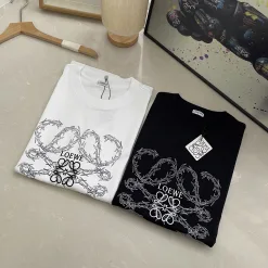 Premium Loewe Kurzarm Schwarz Baumwolle Logo Luxus