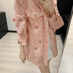 Bestseller Louis Vuitton Hemd Khaki Denim Print Kollektion
