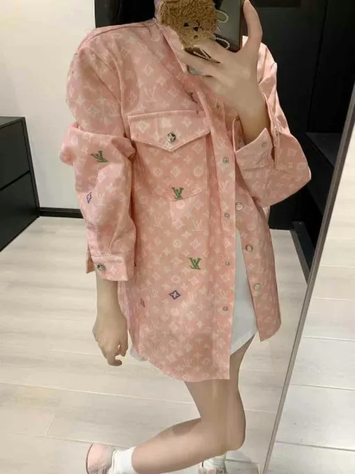 Bestseller Louis Vuitton Hemd Khaki Denim Print Kollektion