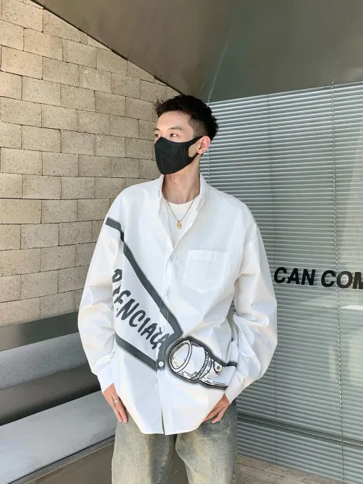 Bestseller Balenciaga Shirts Kollektion mit weißem Baumwolldruck