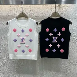 Hochwertige Weste von Louis Vuitton aus weißer Strick- und Stickereikollektion