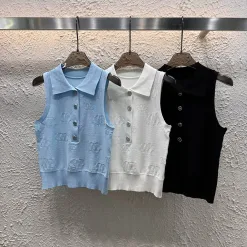 Hochwertige Chanel Weste Blauer Strick Jacquard Style