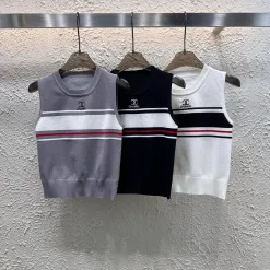 Meistverkaufte Chanel Weste Grau Strick Bestickt Stil