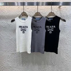 Bestseller Prada Weste Weiß Strick Logo Kollektion