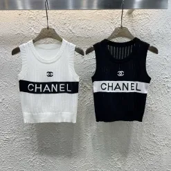Premium Chanel Weste Weiß Strick Bestickt Luxus