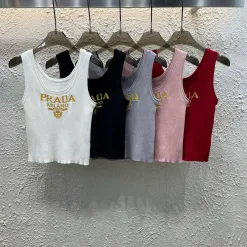 Premium Prada Weste in Weiß mit Logo-Strick