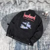 Hochwertige Balenciaga Jacke Schwarz Denim Atmungsaktiver Stil