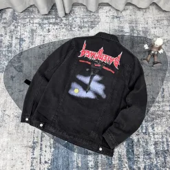 Hochwertige Balenciaga Jacke Schwarz Denim Atmungsaktiver Stil