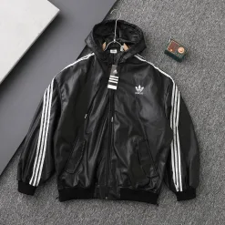 Bestseller Adidas Mäntel Schwarz Leder Logo Luxus