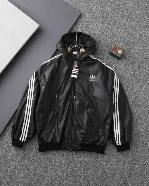 Bestseller Adidas Mäntel Schwarz Leder Logo Luxus