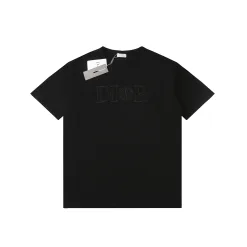 Premium Dior Kurzarm Schwarz Bestickter Luxus