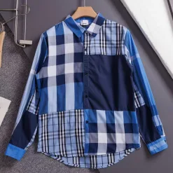 Bestseller Burberry Langarm Blau Baumwolle Klassisch Luxus