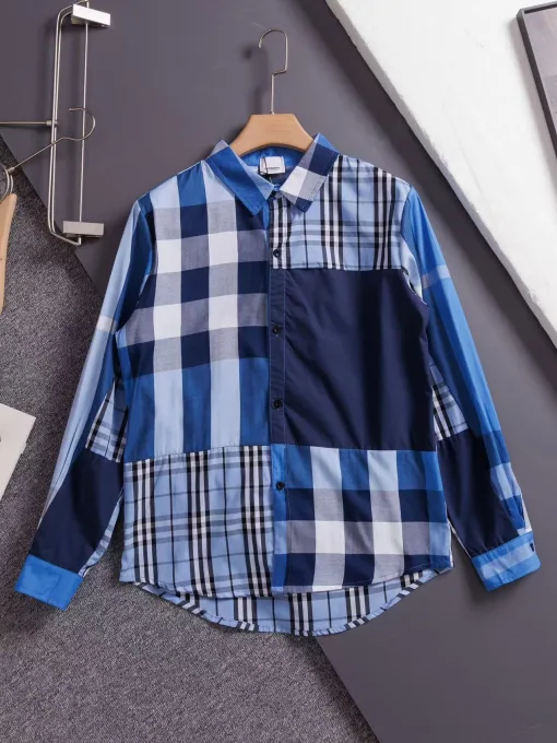 Bestseller Burberry Langarm Blau Baumwolle Klassisch Luxus