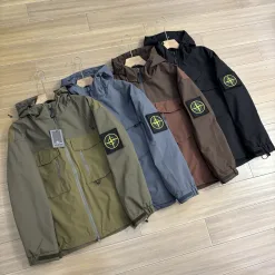 Premium Stone Island Jacken Schwarz Nylon Klassisch Luxus