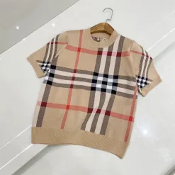 Luxus Burberry Kurzarm Strick Gestreift Luxus