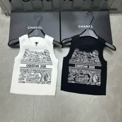 Luxus-Dior-Weste aus weißer Stricklogo-Kollektion