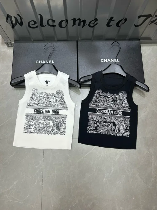 Luxus-Dior-Weste aus weißer Stricklogo-Kollektion