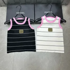 Hochwertige Miu Miu Weste Gold Knit Logo Kollektion
