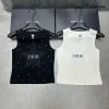 Luxus-Dior-Weste, schwarzer Strick, bestickt, Luxus