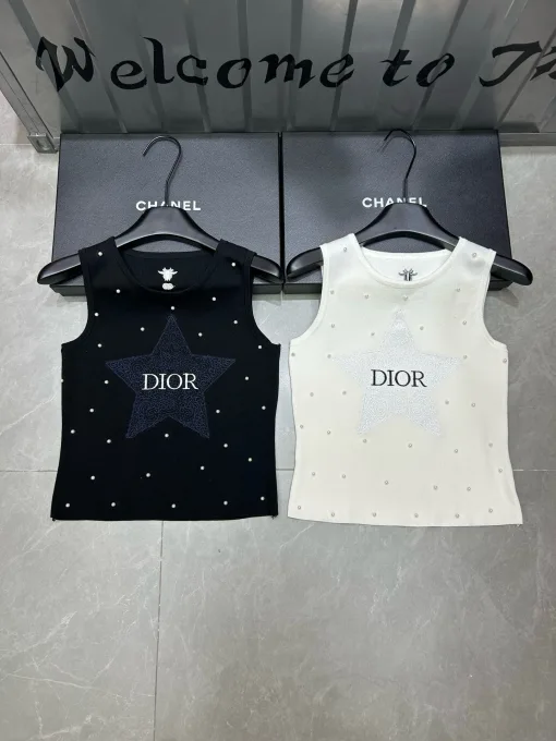 Luxus-Dior-Weste, schwarzer Strick, bestickt, Luxus