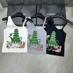 Premium Gucci Hosenträger Grau Strick Bestickt Stil