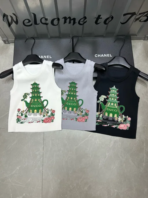 Hochwertige Gucci Weste im schwarzen bestickten Stil