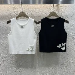 Premium Chanel Weste im weißen Strick-Stickerei-Stil