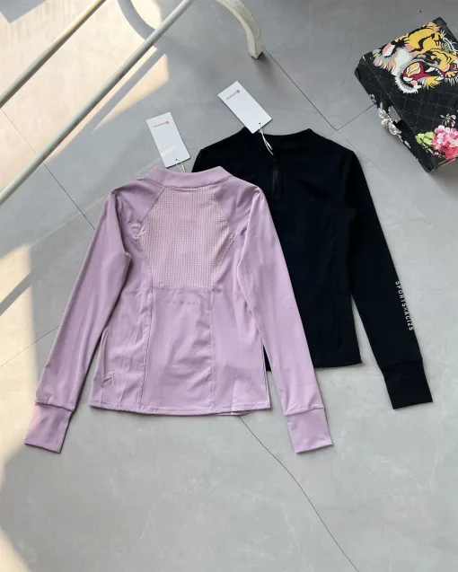 Bestseller Lululemon Langarmshirt Schwarz Spandex Klassischer Stil