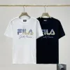 Luxus Fila Kurzarm Schwarz Baumwolle Logo Luxus