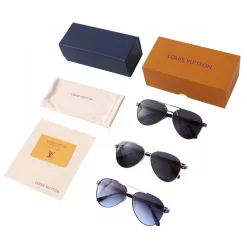 Premium Louis Vuitton Sonnenbrille Silber Klassischer Stil