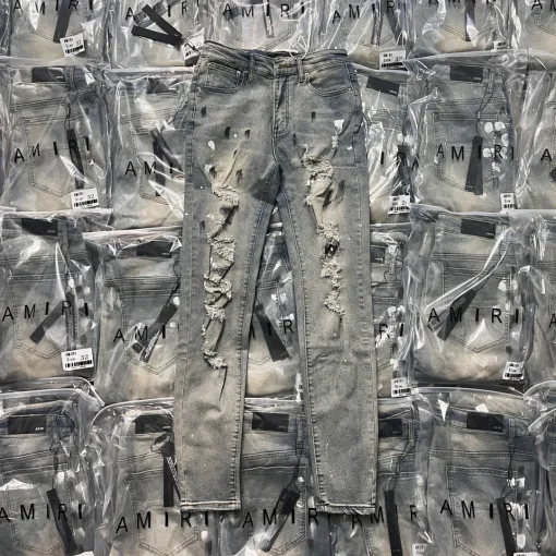 Luxuriöse Ami-Hose aus blauem Denim im Used-Look