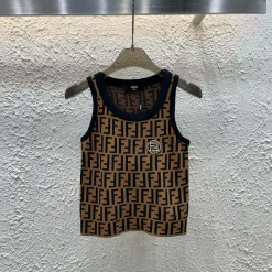 Premium Fendi Weste Braun Strick Jacquard Kollektion