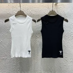 Luxus-Dior-Weste aus weißer Strickstickerei-Kollektion