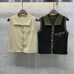 Luxuriöse Balmain Weste im Gold-Jacquard-Stil