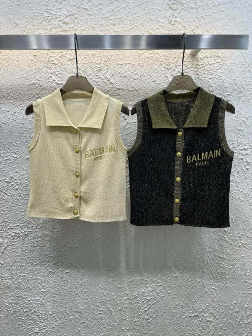 Luxuriöse Balmain Weste im Gold-Jacquard-Stil