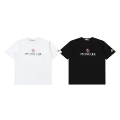 Luxus Moncler Kurzarm Schwarz Baumwolle Klassischer Stil