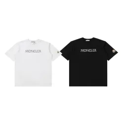 Luxus Moncler Kurzarm Schwarz Baumwolle Logo Luxus