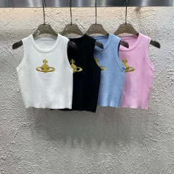 Premium Vivienne Westwood Weste Weiß Strick Bestickte Kollektion