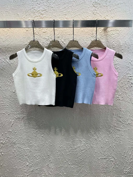 Premium Vivienne Westwood Weste Weiß Strick Bestickte Kollektion