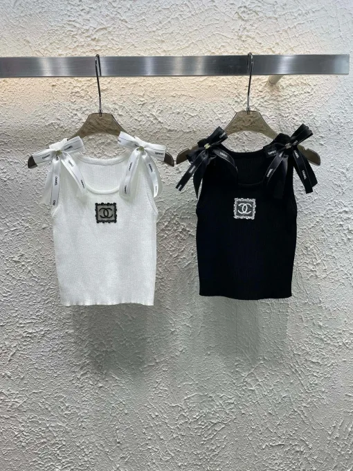 Luxus Chanel Weste Weiß Strick Kollektion