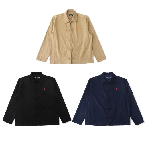 Premium Ralph Lauren Hemden Schwarze Baumwollstickerei Kollektion