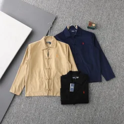 Premium Ralph Lauren Hemden Schwarze Baumwollstickerei Kollektion