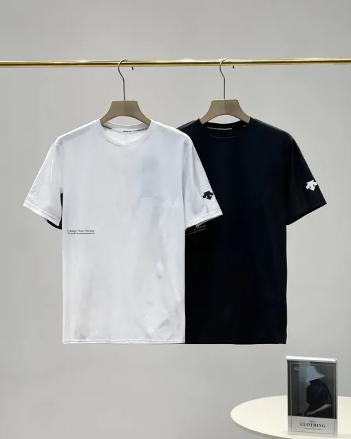 Premium Qualität Descente Kurzarm Silber Polyester Klassischer Stil