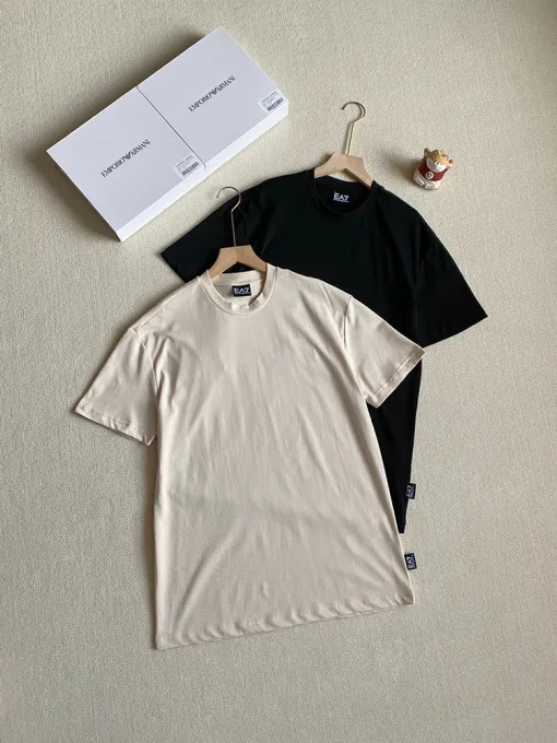 Luxus Armani T-Shirts Schwarz Baumwolle Übergroß Luxus