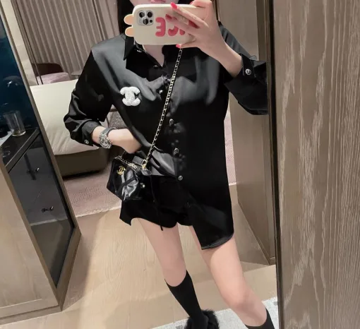 Bestseller Chanel Hemd Weiß Satin Stickerei Stil