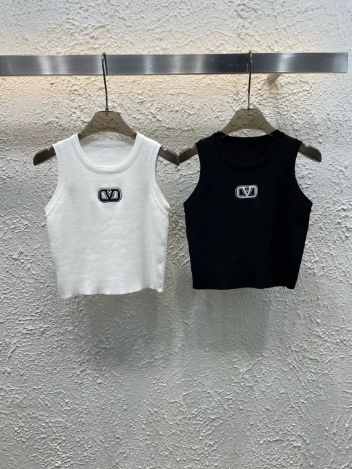 Premium Valentino Weste im weißen Strick-Logo-Stil
