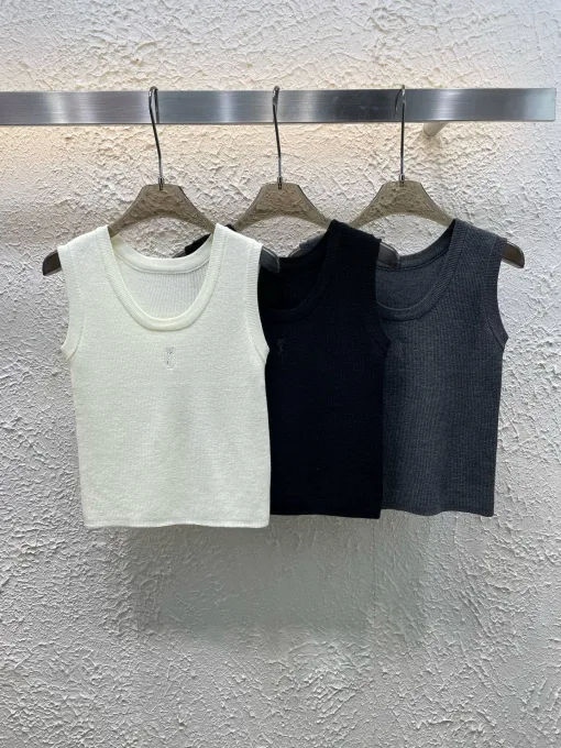 Hochwertige Yves Saint Laurent Weste Weiß Logo Kollektion