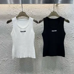 Premium Miu Miu Weste Weiß Strick Bestickte Kollektion