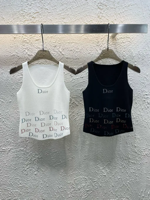 Premium Dior Weste Weiß Strick Logo Kollektion
