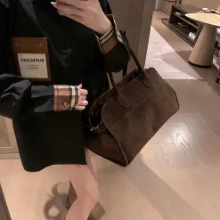 Premium Qualität Burberry Hemd Schwarz Leder Plaid Luxus